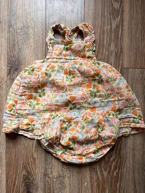 Angel Dear Floral  Summer Set. Orange, Green, Pink on Cream